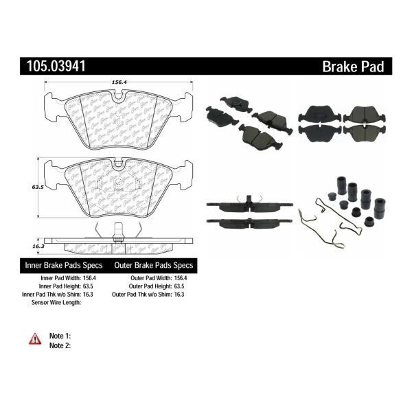 Centric Posi Quiet™ Ceramic Front Disc Brake Pads 105.03941