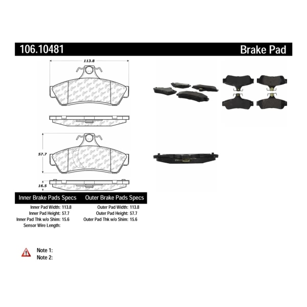 Centric Posi Quiet™ Extended Wear Semi-Metallic Rear Disc Brake Pads 106.10481