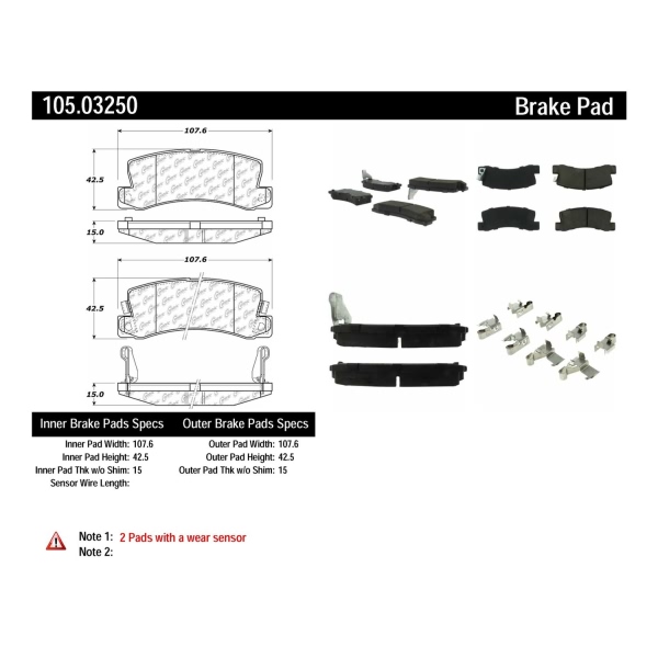 Centric Posi Quiet™ Ceramic Rear Disc Brake Pads 105.03250