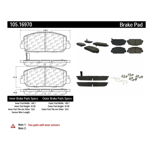 Centric Posi Quiet™ Ceramic Front Disc Brake Pads 105.16970