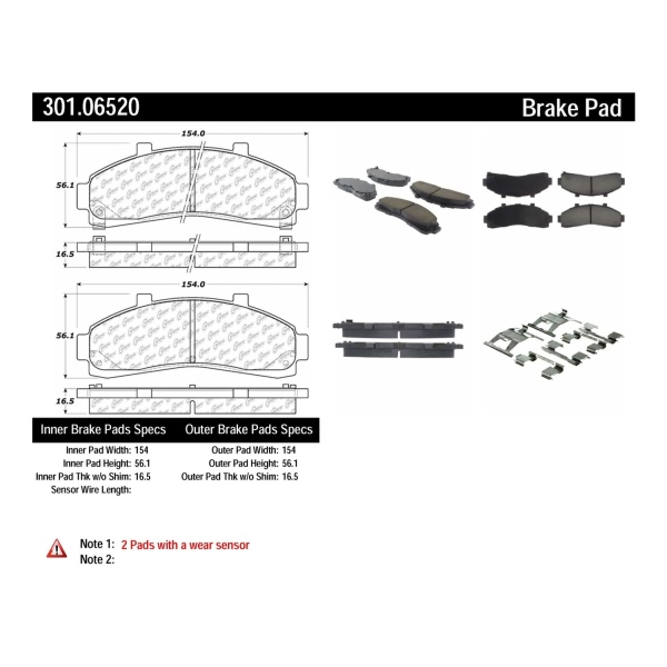 Centric Premium Ceramic Front Disc Brake Pads 301.06520