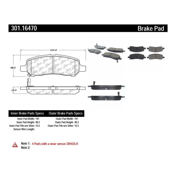 Centric Premium Ceramic Rear Disc Brake Pads 301.16470