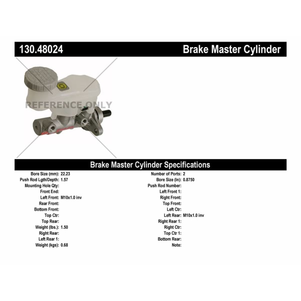 Centric Premium Brake Master Cylinder 130.48024