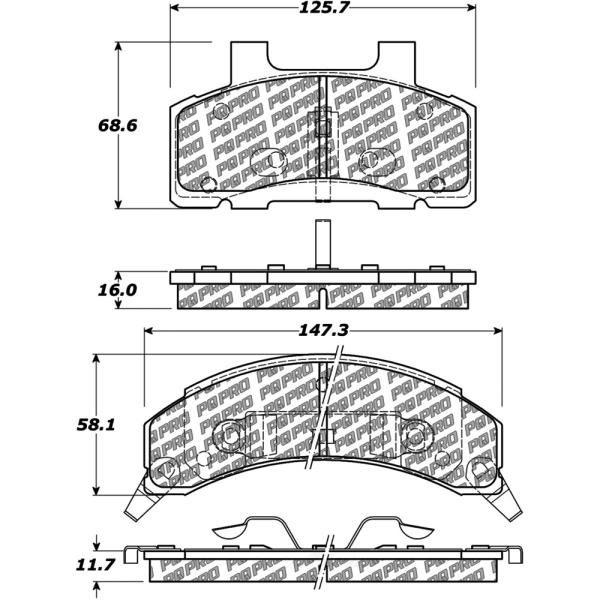 Centric Posi Quiet Pro™ Semi-Metallic Front Disc Brake Pads 500.02150