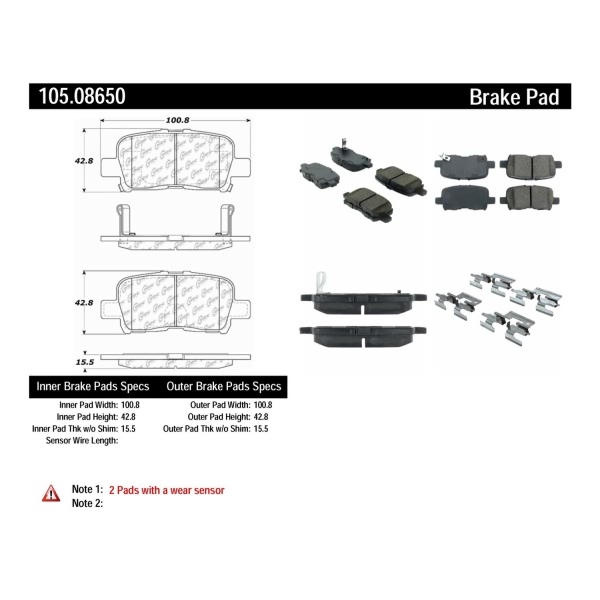 Centric Posi Quiet™ Ceramic Rear Disc Brake Pads 105.08650