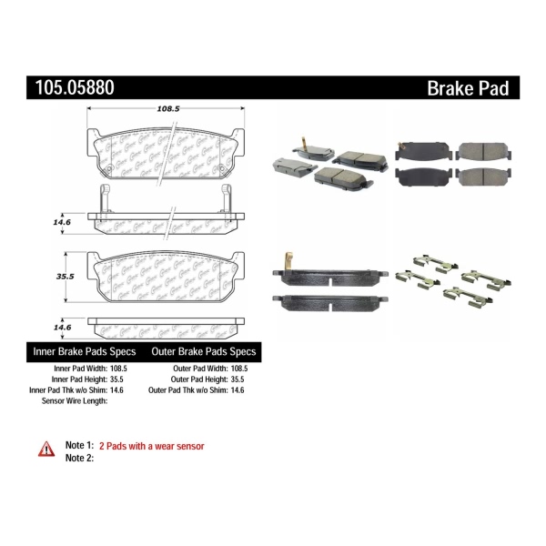 Centric Posi Quiet™ Ceramic Rear Disc Brake Pads 105.05880