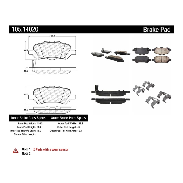 Centric Posi Quiet™ Ceramic Rear Disc Brake Pads 105.14020