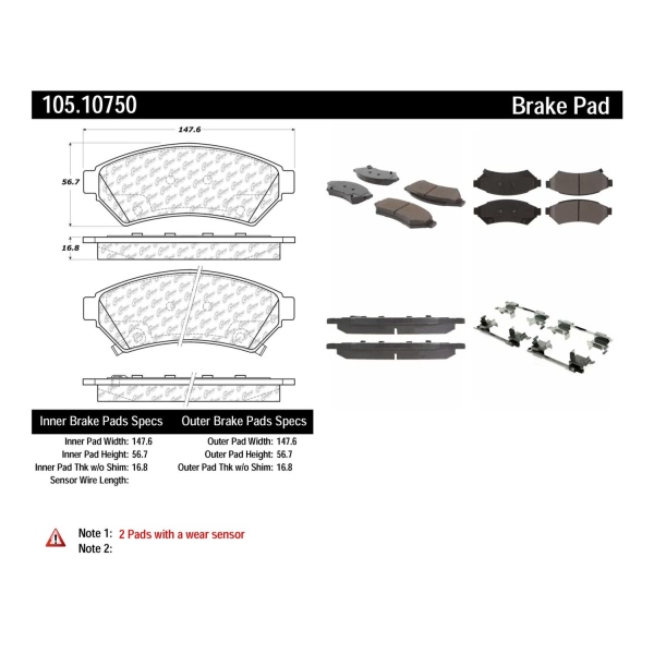 Centric Posi Quiet™ Ceramic Front Disc Brake Pads 105.10750