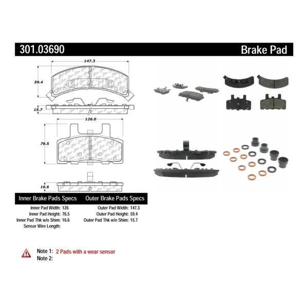 Centric Premium Ceramic Front Disc Brake Pads 301.03690