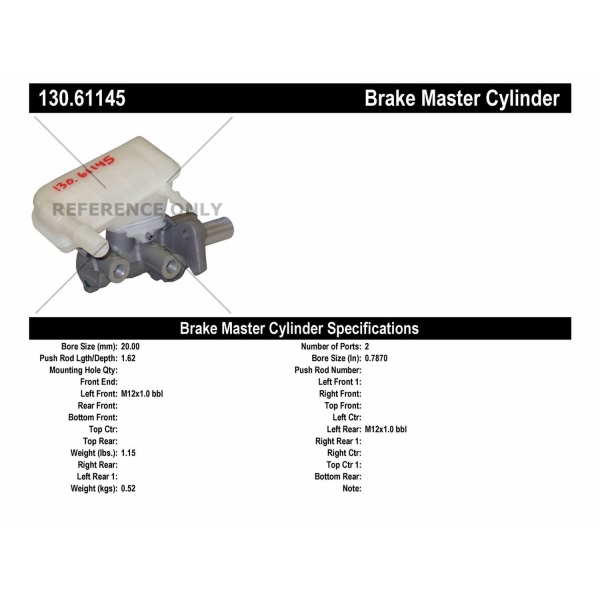 Centric Premium Brake Master Cylinder 130.61145