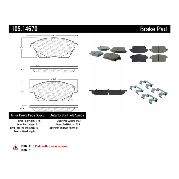 Centric Posi Quiet™ Ceramic Front Disc Brake Pads 105.14670