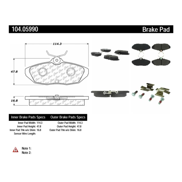 Centric Posi Quiet™ Semi-Metallic Rear Disc Brake Pads 104.05990