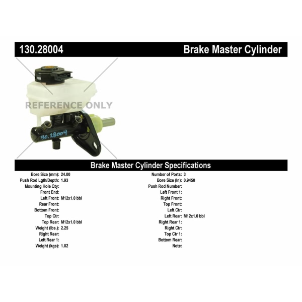 Centric Premium Brake Master Cylinder 130.28004