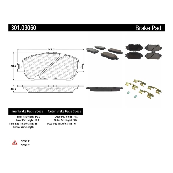 Centric Premium Ceramic Front Disc Brake Pads 301.09060