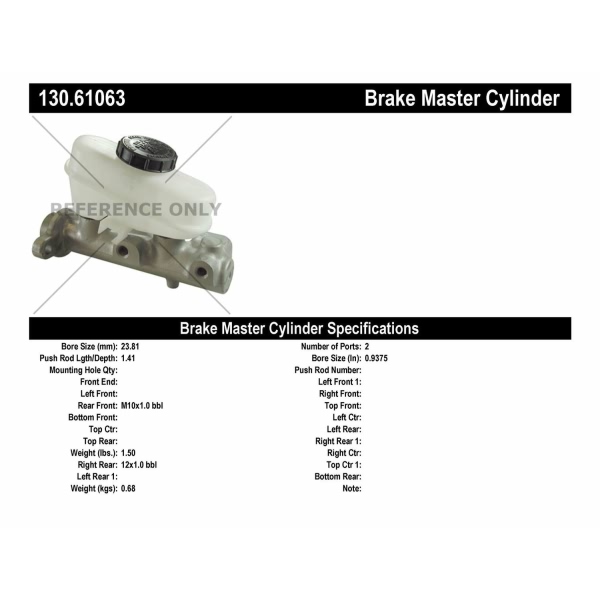 Centric Premium Brake Master Cylinder 130.61063