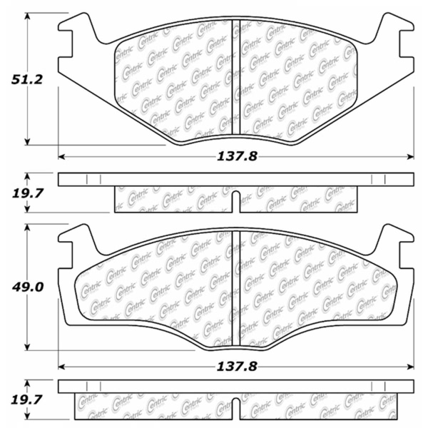 Centric Premium Semi-Metallic Front Disc Brake Pads 300.02800