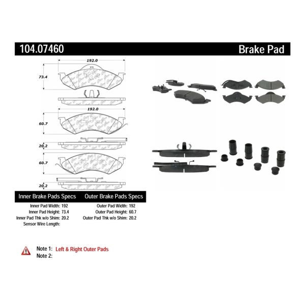 Centric Posi Quiet™ Semi-Metallic Front Disc Brake Pads 104.07460