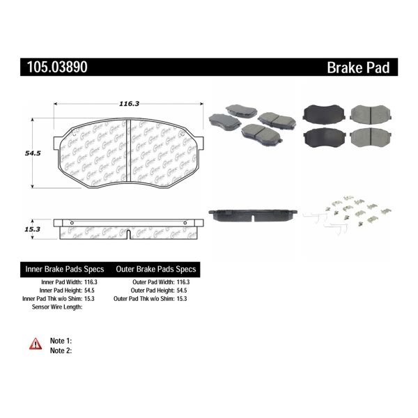 Centric Posi Quiet™ Ceramic Front Disc Brake Pads 105.03890