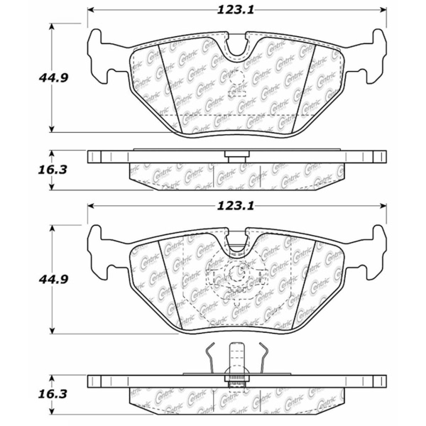 Centric Posi Quiet™ Semi-Metallic Rear Disc Brake Pads 104.03960