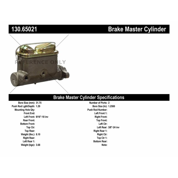 Centric Premium Brake Master Cylinder 130.65021