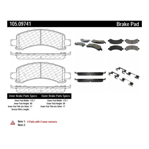 Centric Posi Quiet™ Ceramic Rear Disc Brake Pads 105.09741