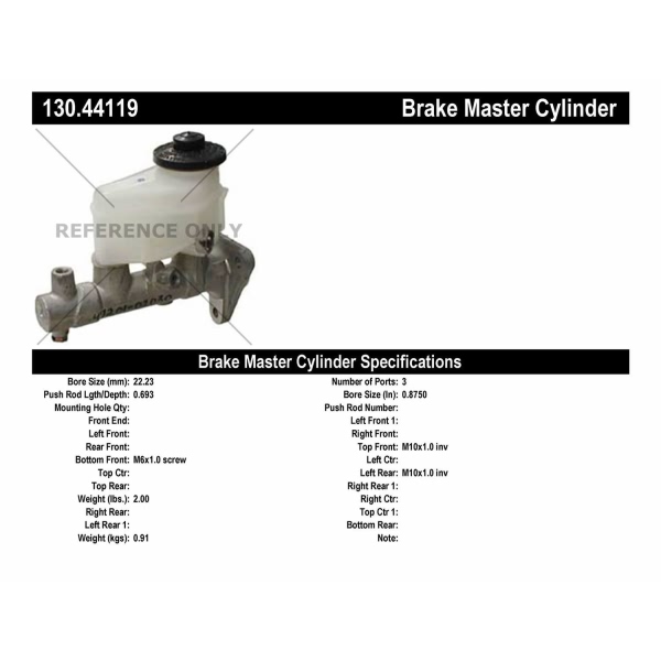 Centric Premium Brake Master Cylinder 130.44119