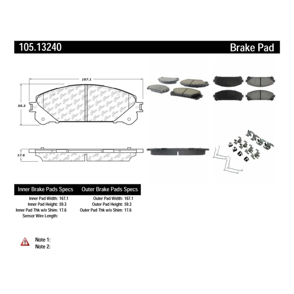 Centric Posi Quiet™ Ceramic Front Disc Brake Pads 105.13240