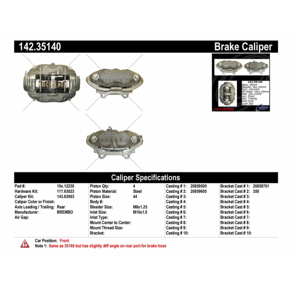 Centric Posi Quiet™ Loaded Caliper 142.35140