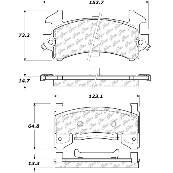 Centric Posi Quiet™ Semi-Metallic Front Disc Brake Pads 104.01540