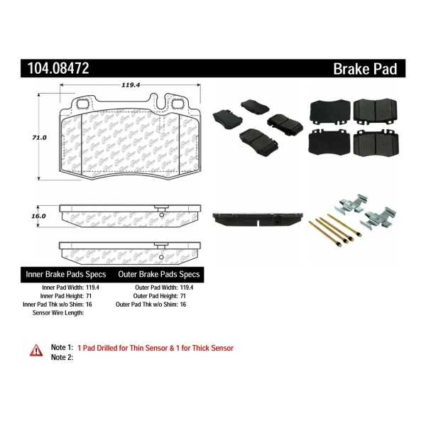 Centric Posi Quiet™ Semi-Metallic Front Disc Brake Pads 104.08472