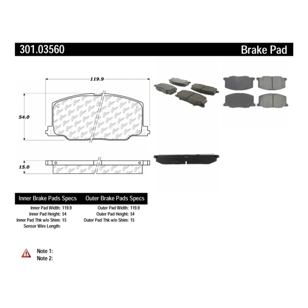 Centric Premium Ceramic Front Disc Brake Pads 301.03560