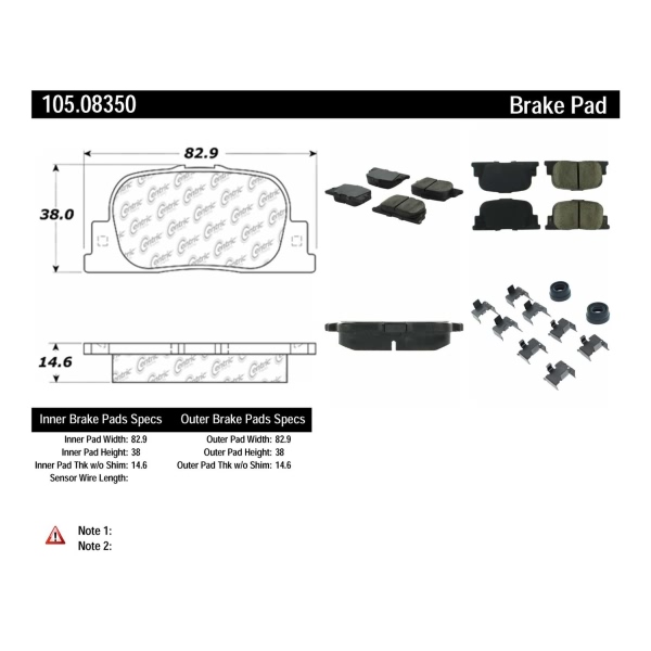 Centric Posi Quiet™ Ceramic Rear Disc Brake Pads 105.08350