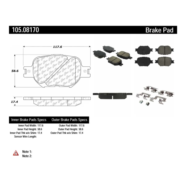 Centric Posi Quiet™ Ceramic Front Disc Brake Pads 105.08170