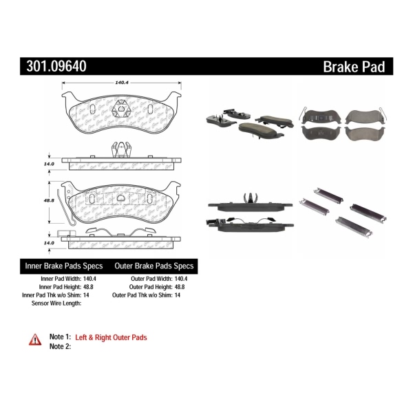 Centric Premium Ceramic Rear Disc Brake Pads 301.09640