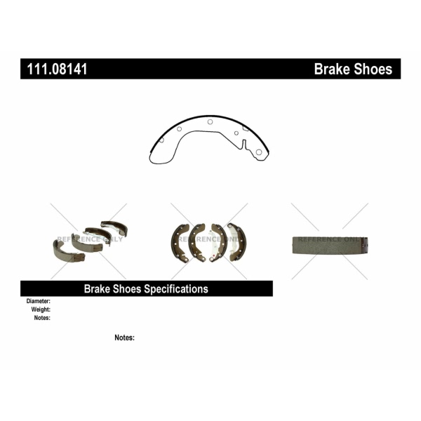 Centric Premium Rear Drum Brake Shoes 111.08141