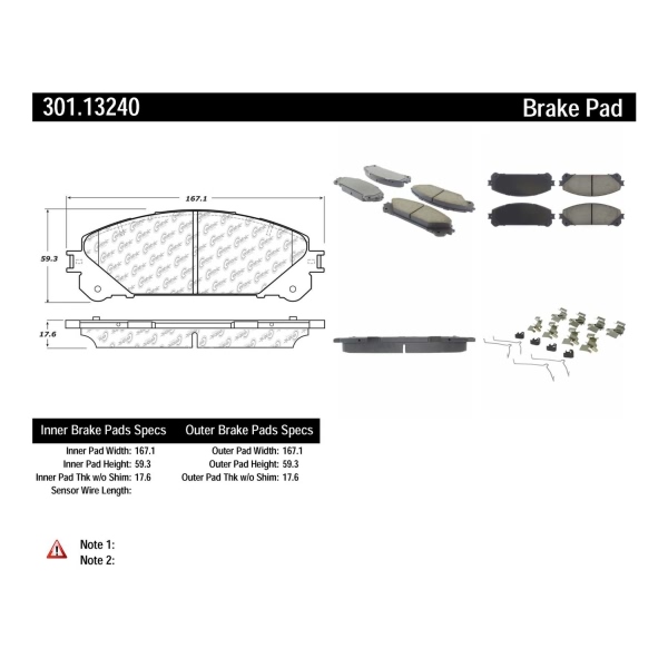 Centric Premium Ceramic Front Disc Brake Pads 301.13240