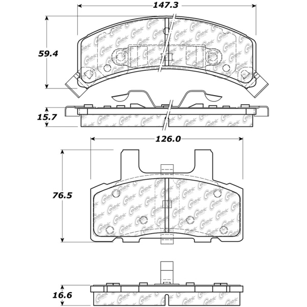 Centric Posi Quiet™ Extended Wear Semi-Metallic Front Disc Brake Pads 106.03690