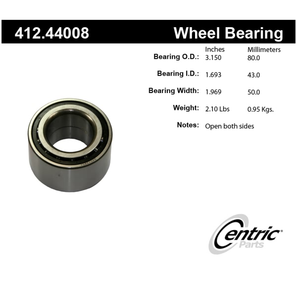 Centric Premium™ Rear Passenger Side Double Row Wheel Bearing 412.44008