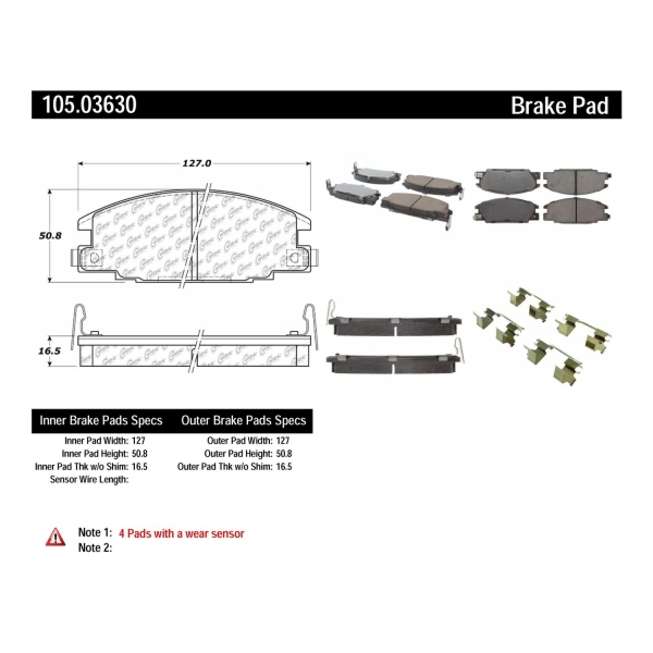 Centric Posi Quiet™ Ceramic Front Disc Brake Pads 105.03630