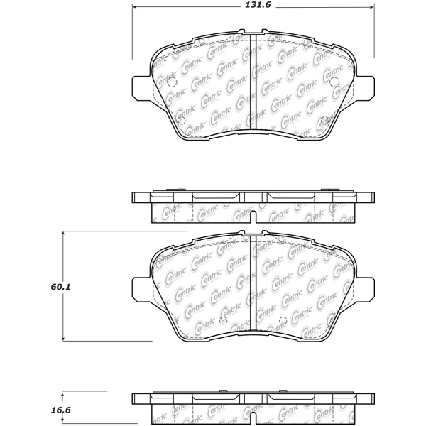 Centric Premium Semi-Metallic Front Disc Brake Pads 300.17300