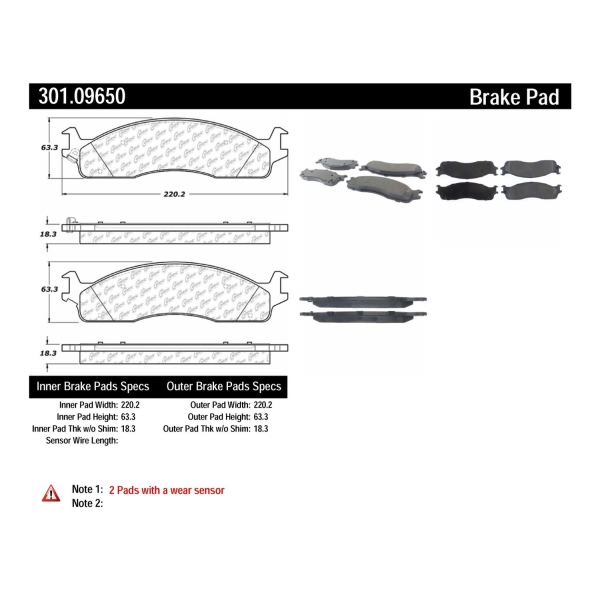 Centric Premium Ceramic Front Disc Brake Pads 301.09650