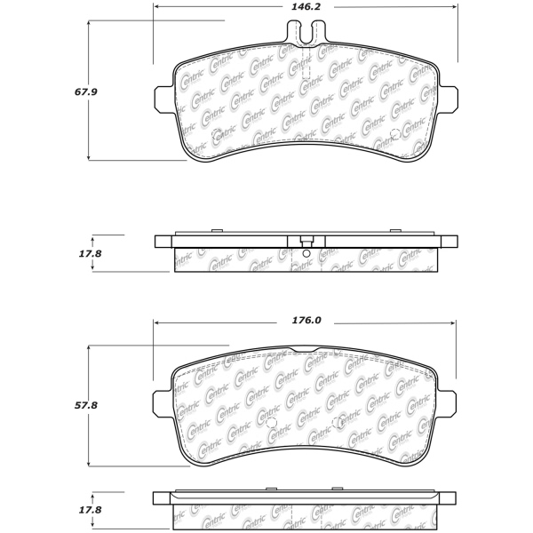 Centric Posi Quiet™ Semi-Metallic Rear Disc Brake Pads 104.16810