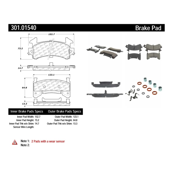 Centric Premium™ Ceramic Brake Pads With Shims And Hardware 301.01540