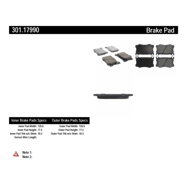 Centric Premium Ceramic Front Disc Brake Pads 301.17990