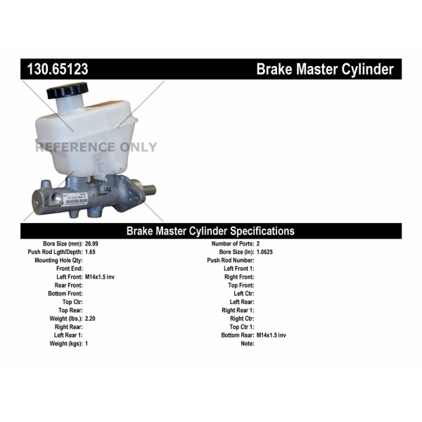 Centric Premium Brake Master Cylinder 130.65123
