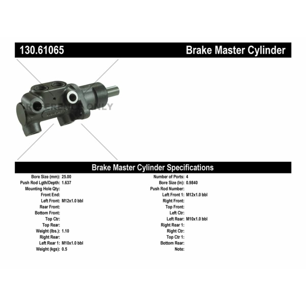 Centric Premium Brake Master Cylinder 130.61065