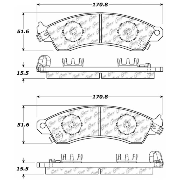 Centric Premium™ Semi-Metallic Brake Pads With Shims And Hardware 300.04120