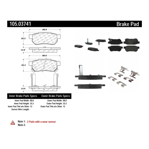 Centric Posi Quiet™ Ceramic Rear Disc Brake Pads 105.03741