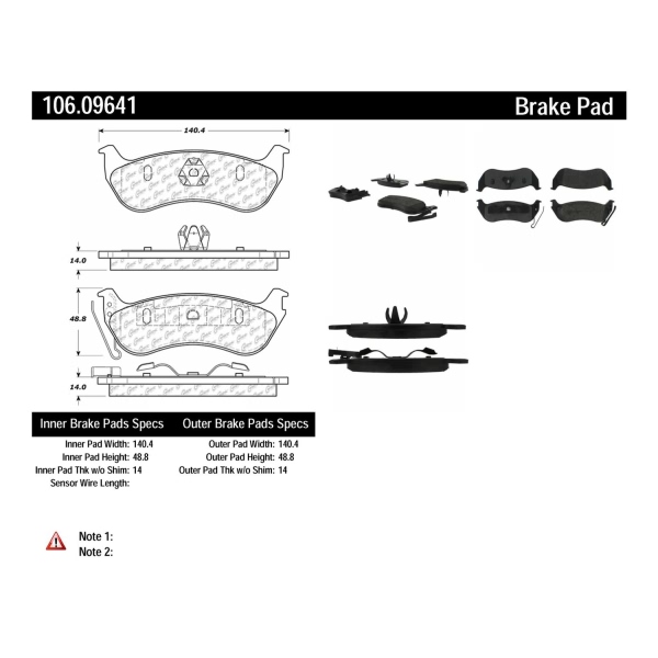 Centric Posi Quiet™ Extended Wear Semi-Metallic Rear Disc Brake Pads 106.09641