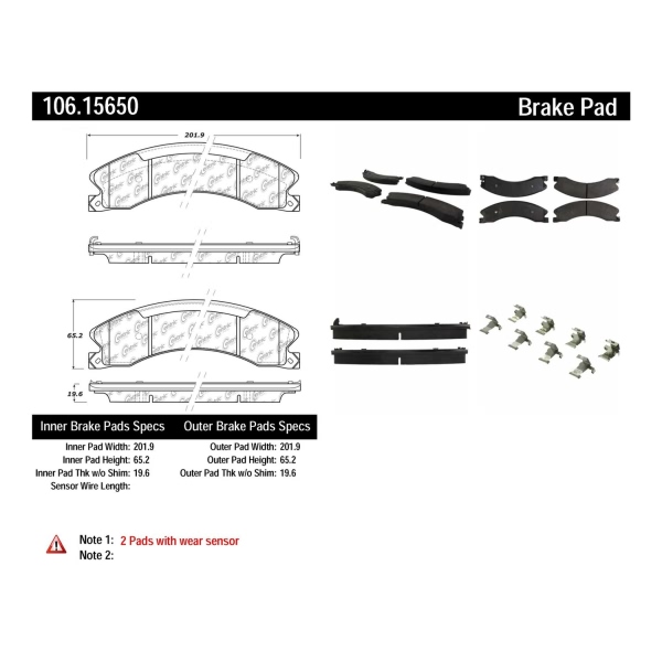 Centric Posi Quiet™ Extended Wear Semi-Metallic Front Disc Brake Pads 106.15650